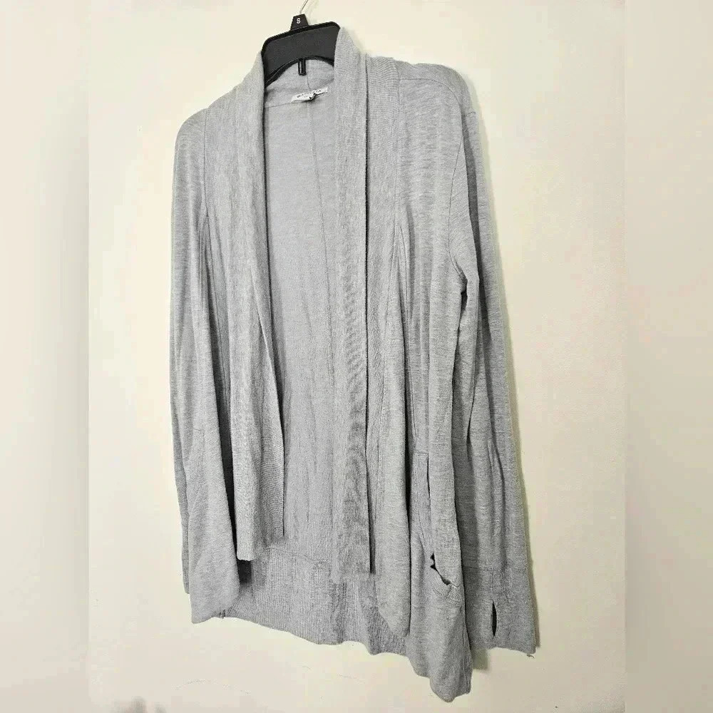 ATHLETA Marled pattern shawl collar high low hem open sweater cardigan